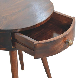 Nordic Circular Bedside | Solid Mango Wood | California Walnut Finish