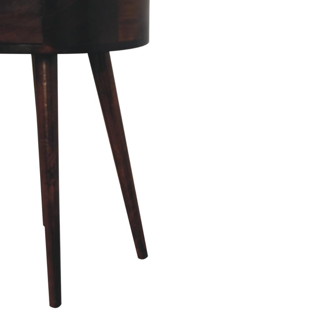 Nordic Circular Bedside | Solid Mango Wood | California Walnut Finish