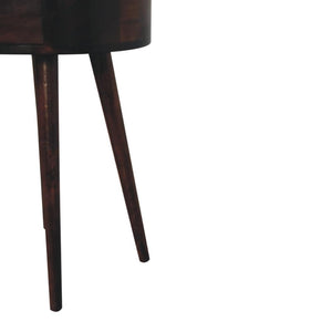 Nordic Circular Bedside | Solid Mango Wood | California Walnut Finish