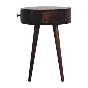 Nordic Circular Bedside | Solid Mango Wood | California Walnut Finish