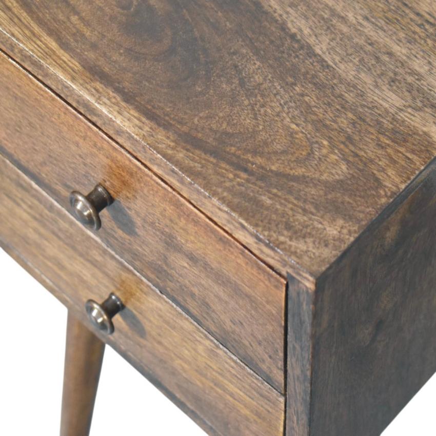 Nordic Classic Grey Bedside | 2 Drawer Solid Wood Nightstand