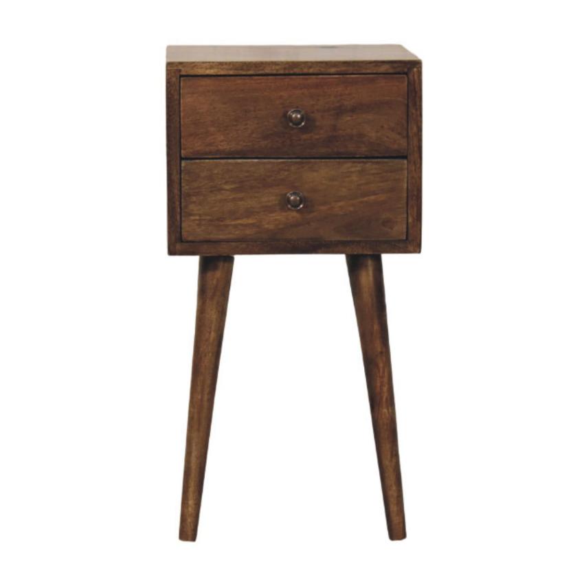 Nordic Classic Grey Bedside | 2 Drawer Solid Wood Nightstand