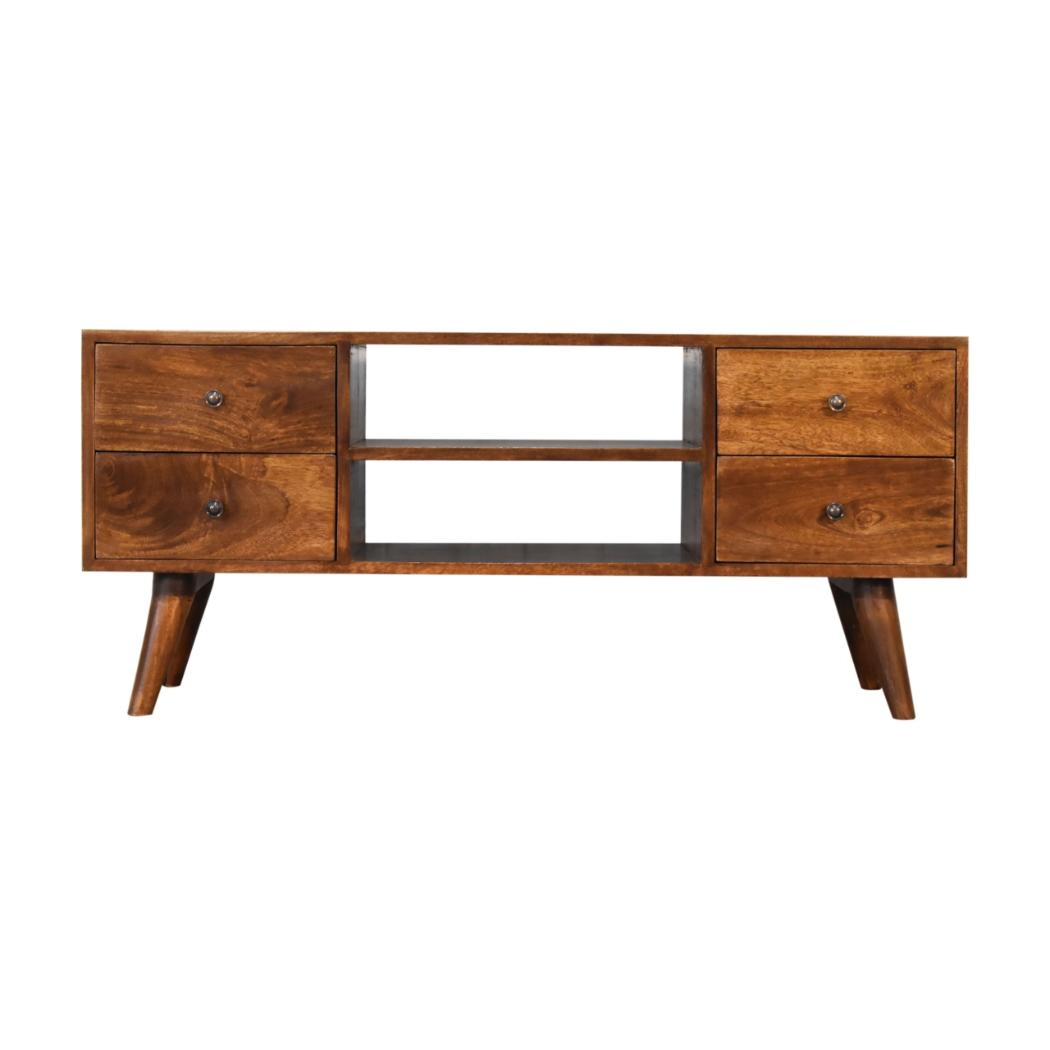 Nordic Entertainment Unit | Chestnut Finish | Scandinavian TV Storage