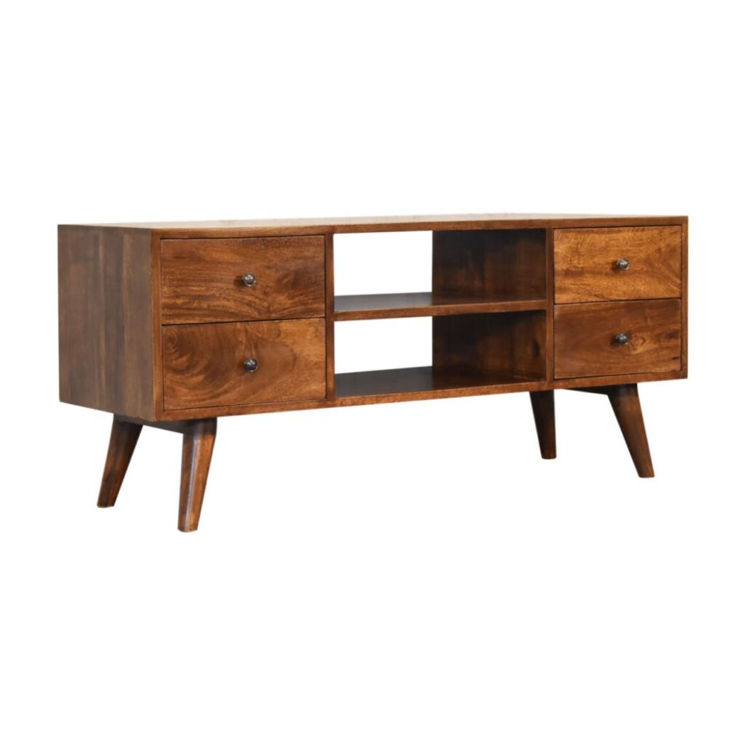 Nordic Entertainment Unit | Chestnut Finish | Scandinavian TV Storage