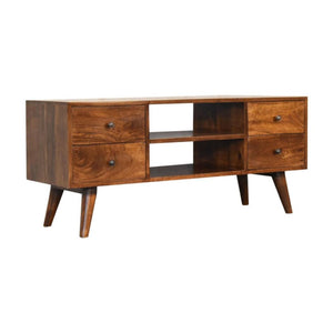 Nordic Entertainment Unit | Chestnut Finish | Scandinavian TV Storage