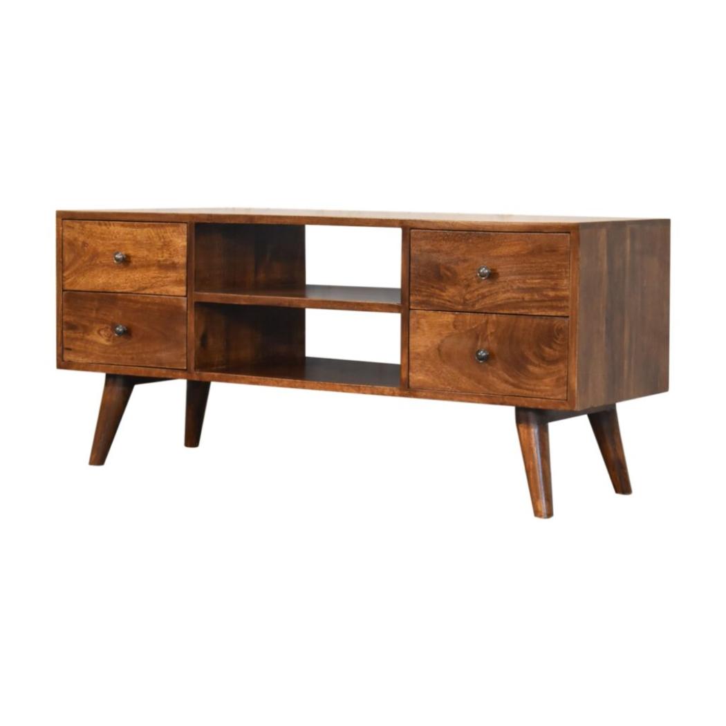 Nordic Entertainment Unit | Chestnut Finish | Scandinavian TV Storage