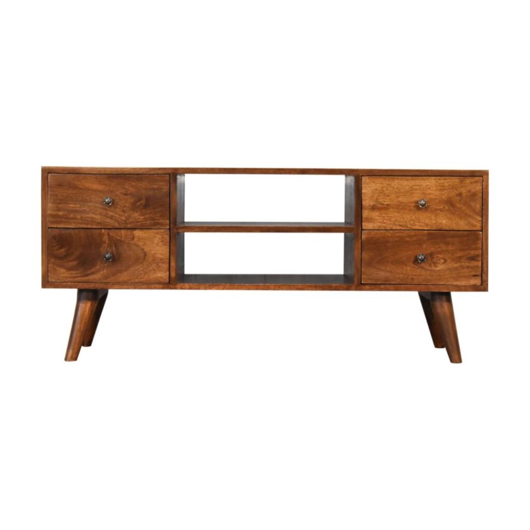 Nordic Entertainment Unit | Chestnut Finish | Scandinavian TV Storage