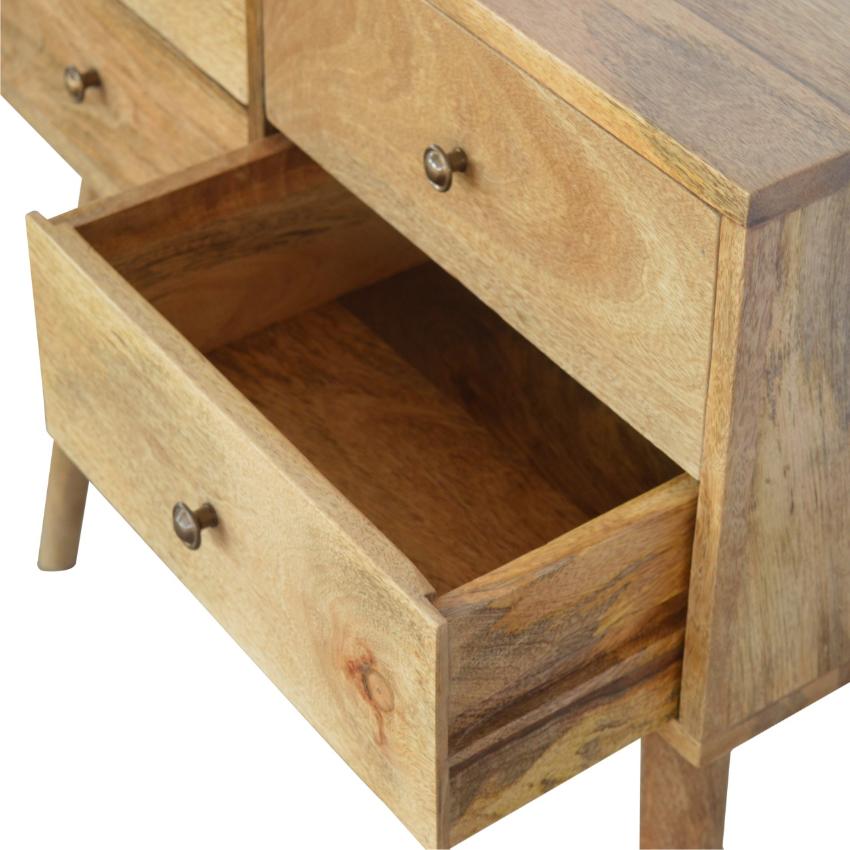 Nordic Mango Wood Console Table | 4 Drawers | Oak-Style Finish