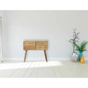Nordic Mango Wood Console Table | 4 Drawers | Oak-Style Finish