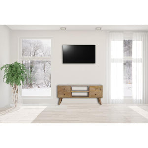 Nordic Mango Wood Entertainment Unit | 4 Drawers | Open Centre Shelves
