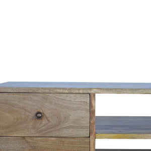 Nordic Mango Wood Entertainment Unit | 4 Drawers | Open Centre Shelves