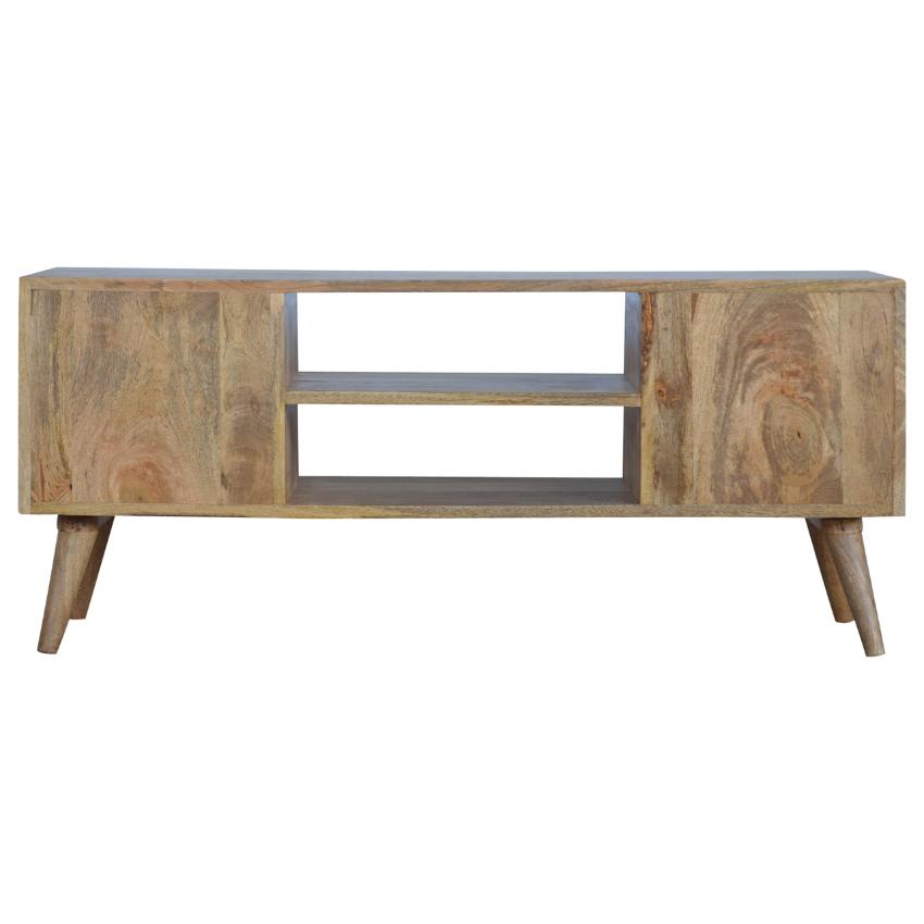 Nordic Mango Wood Entertainment Unit | 4 Drawers | Open Centre Shelves