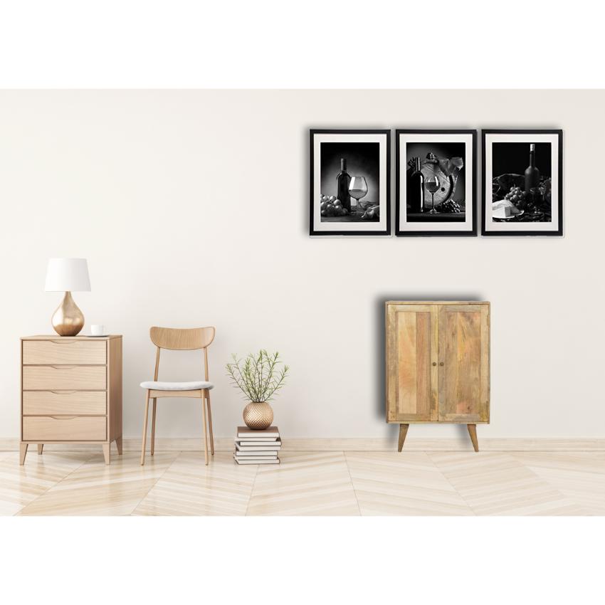 Nordic Mango Wood Wine Cabinet | 2 Doors | Internal Storage