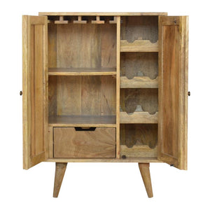 Nordic Mango Wood Wine Cabinet | 2 Doors | Internal Storage
