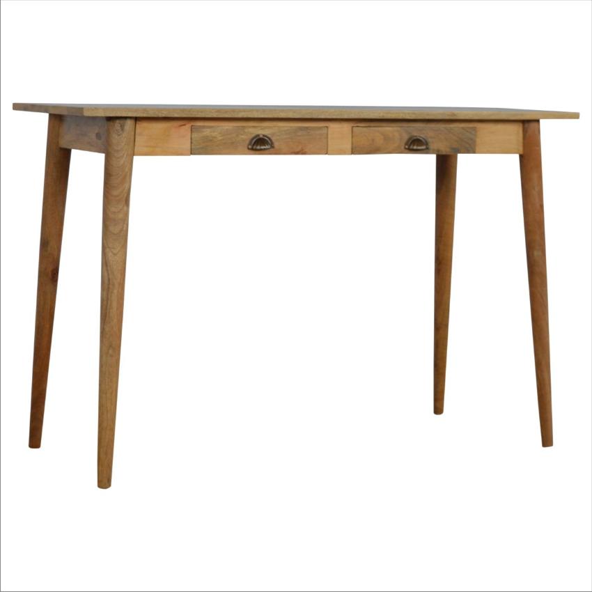 Nordic Mango Wood Writing Desk | 2 Drawers | Shell Handles