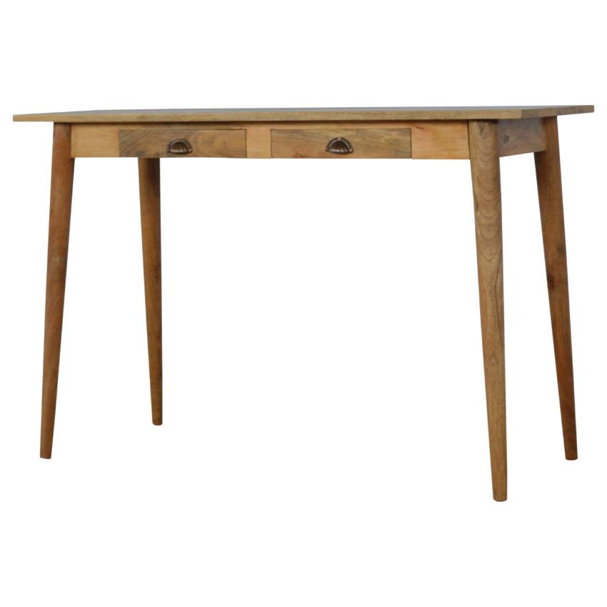 Nordic Mango Wood Writing Desk | 2 Drawers | Shell Handles