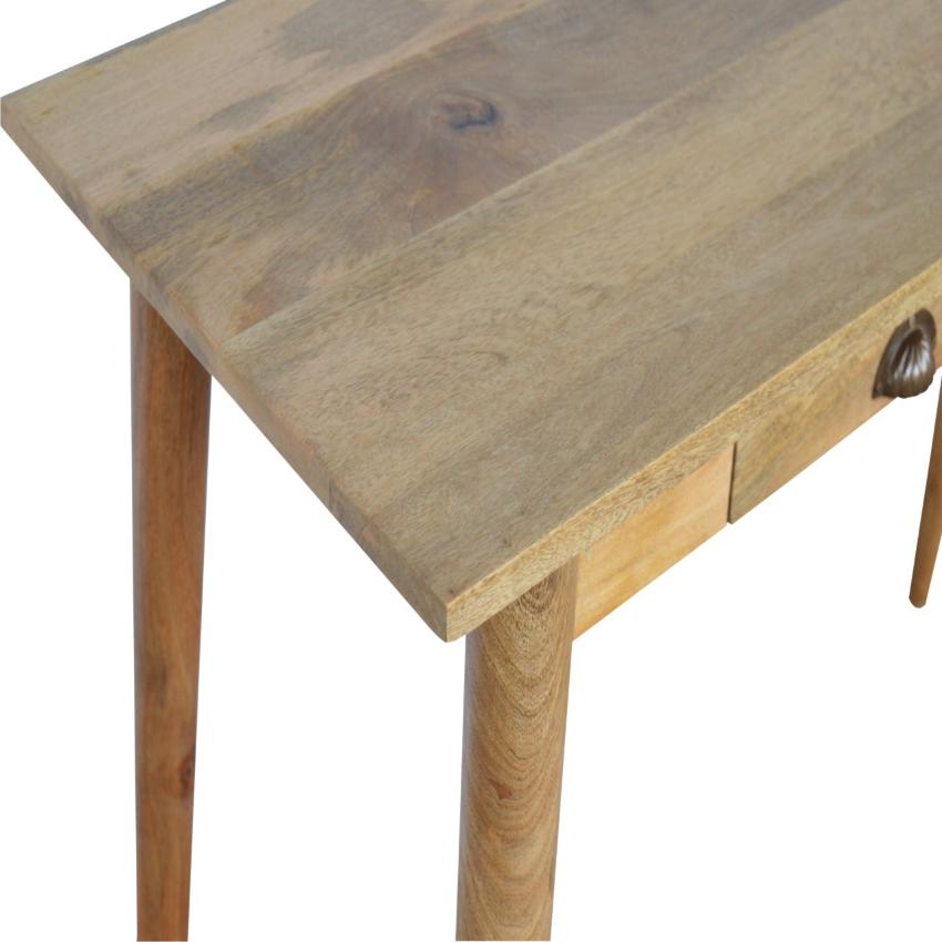 Nordic Mango Wood Writing Desk | 2 Drawers | Shell Handles