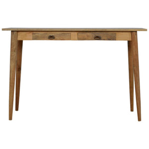 Nordic Mango Wood Writing Desk | 2 Drawers | Shell Handles