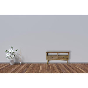 Nordic Media Entertainment Unit | Solid Mango Wood | Oak Finish | 2 Drawer TV Stand