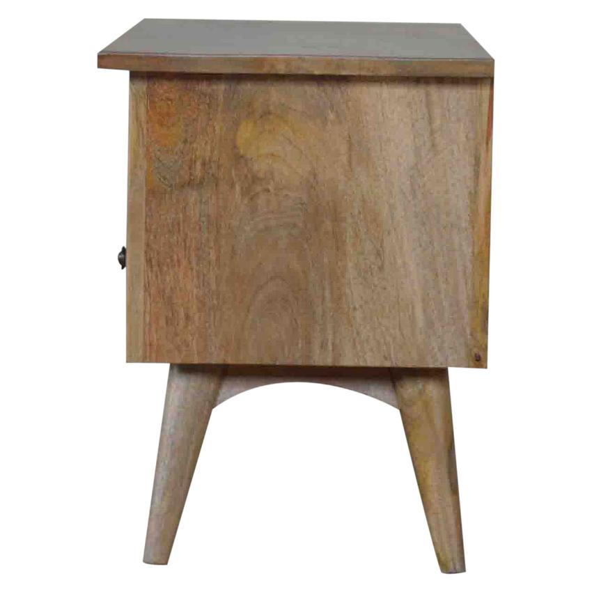 Nordic Media Entertainment Unit | Solid Mango Wood | Oak Finish | 2 Drawer TV Stand