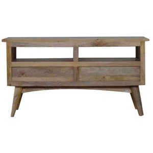 Nordic Media Entertainment Unit | Solid Mango Wood | Oak Finish | 2 Drawer TV Stand