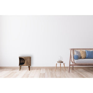 Nordic Nook Pet Bed | Solid Mango Wood | Oak Finish | Black Tweed Cushion