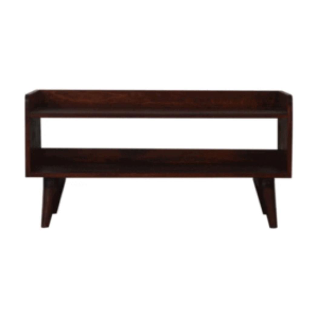 Nordic Storage Bench | Solid Mango Wood | Cherry Finish | Hallway and Bedroom Seating