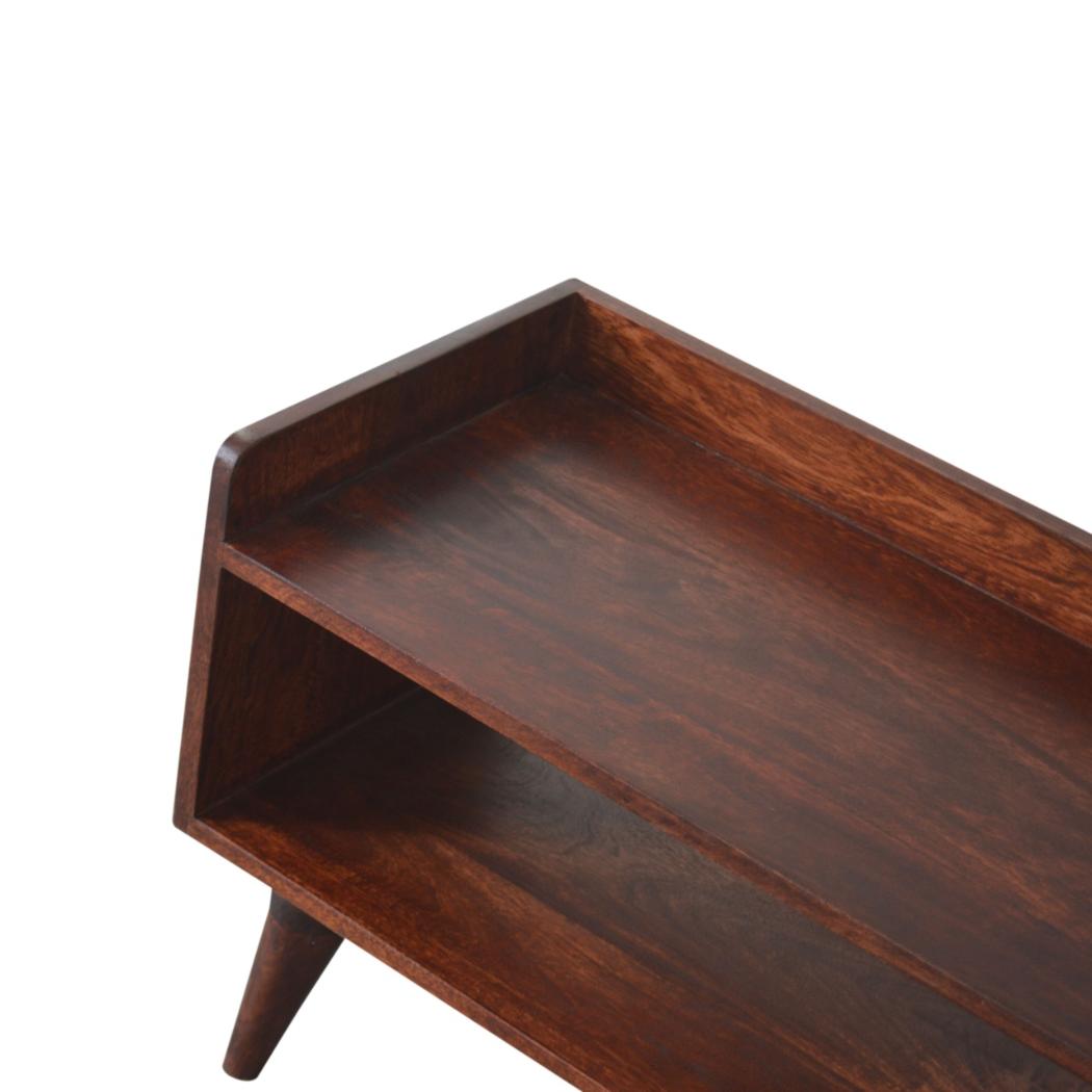 Nordic Storage Bench | Solid Mango Wood | Cherry Finish | Hallway and Bedroom Seating