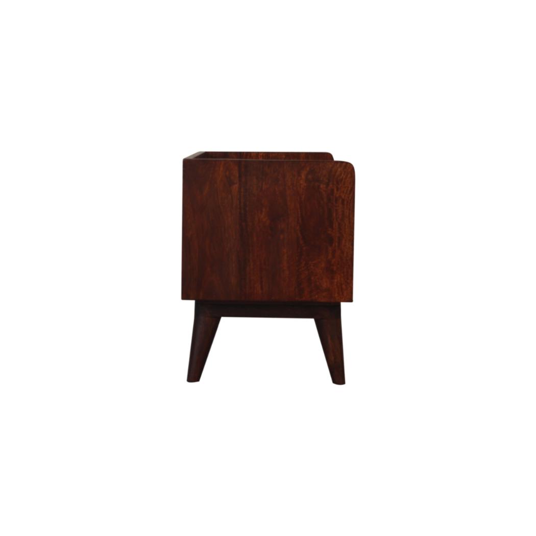 Nordic Storage Bench | Solid Mango Wood | Cherry Finish | Hallway and Bedroom Seating