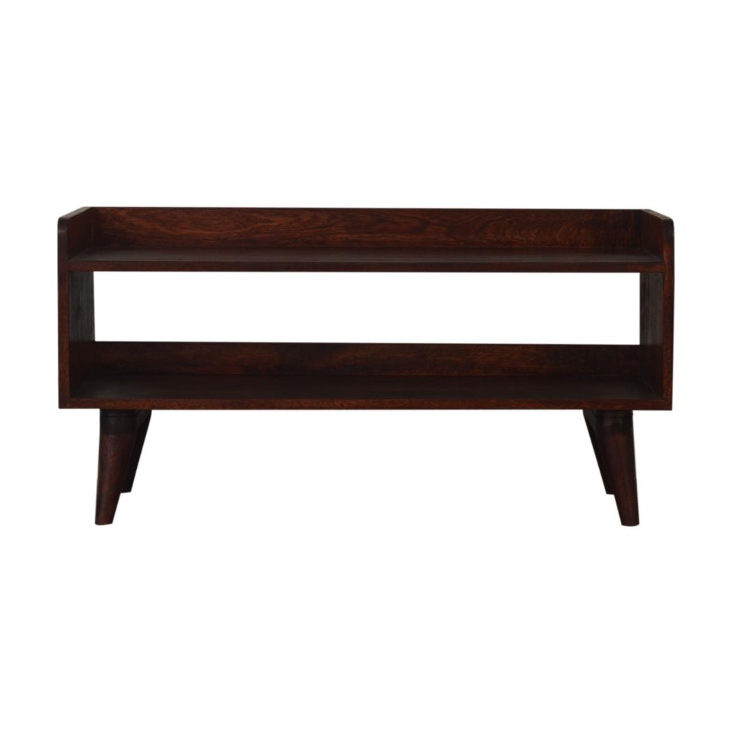 Nordic Storage Bench | Solid Mango Wood | Cherry Finish | Hallway and Bedroom Seating