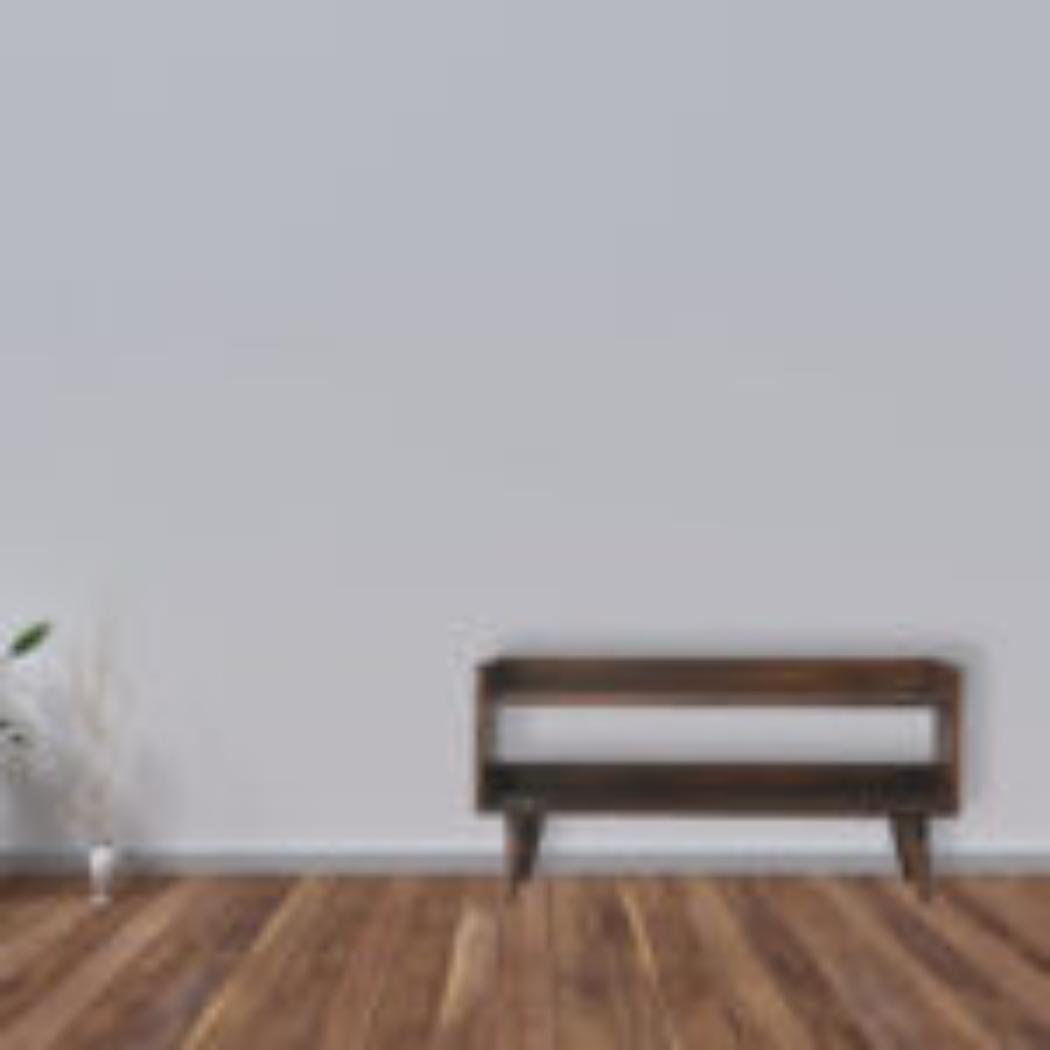 Nordic Storage Bench | Solid Mango Wood | Walnut Finish | Hallway and Bedroom Seating