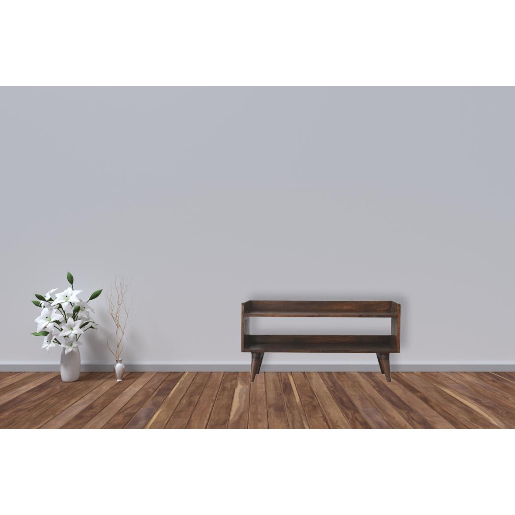 Nordic Storage Bench | Solid Mango Wood | Walnut Finish | Hallway and Bedroom Seating