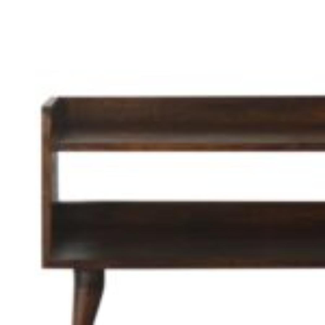 Nordic Storage Bench | Solid Mango Wood | Walnut Finish | Hallway and Bedroom Seating