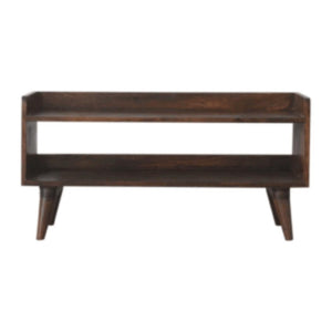 Nordic Storage Bench | Solid Mango Wood | Walnut Finish | Hallway and Bedroom Seating