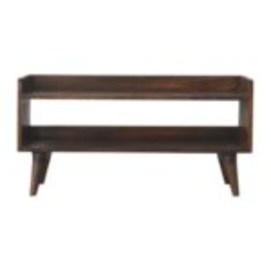 Nordic Storage Bench | Solid Mango Wood | Walnut Finish | Hallway and Bedroom Seating