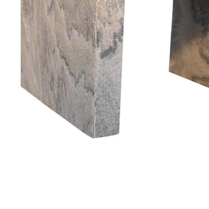 Nouveau Marble Effect Bedside Table | Solid Mango Wood | Oak-Ish Interior | 1 Drawer