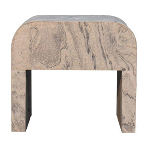Nouveau Marble Effect Bedside Table | Solid Mango Wood | Oak-Ish Interior | 1 Drawer