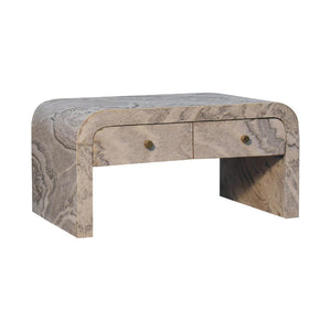 Nouveau Marble Effect Coffee Table | Solid Mango Wood | Oak-Ish Interior | 4 Drawer Storage