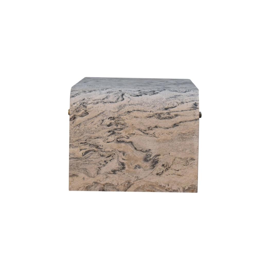 Nouveau Marble Effect Coffee Table | Solid Mango Wood | Oak-Ish Interior | 4 Drawer Storage