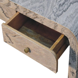 Nouveau Marble Effect Media Unit | Solid Mango Wood | Oak-Ish Interior | 2 Drawer TV Stand