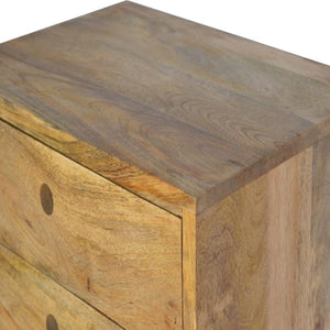 Oak Finish Wall Mounted Bedside Table | 2 Drawers | Solid Mango Wood