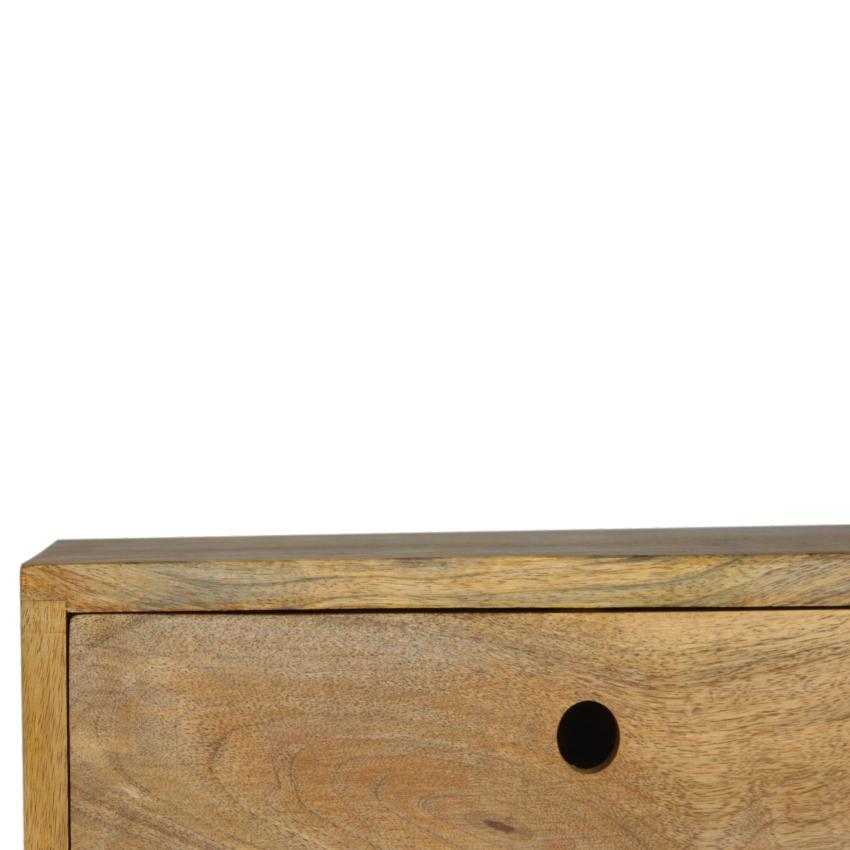 Oak Finish Wall Mounted Bedside Table | 2 Drawers | Solid Mango Wood
