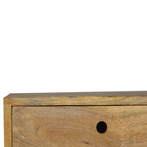Oak Finish Wall Mounted Bedside Table | 2 Drawers | Solid Mango Wood