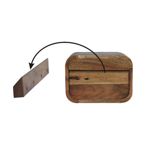Oak Floating Curved Bedside Table | Solid Mango Wood | Oak Finish | 2 Open Shelf Wall Nightstand