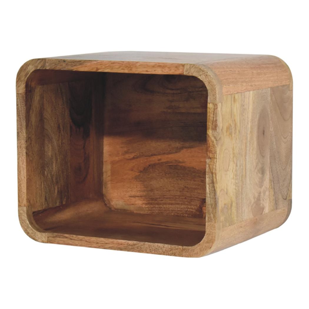 Oak Floating Open Bedside Table | Solid Mango Wood | Oak Finish | Wall-Mounted Nightstand