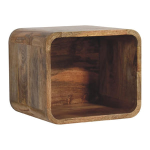 Oak Floating Open Bedside Table | Solid Mango Wood | Oak Finish | Wall-Mounted Nightstand