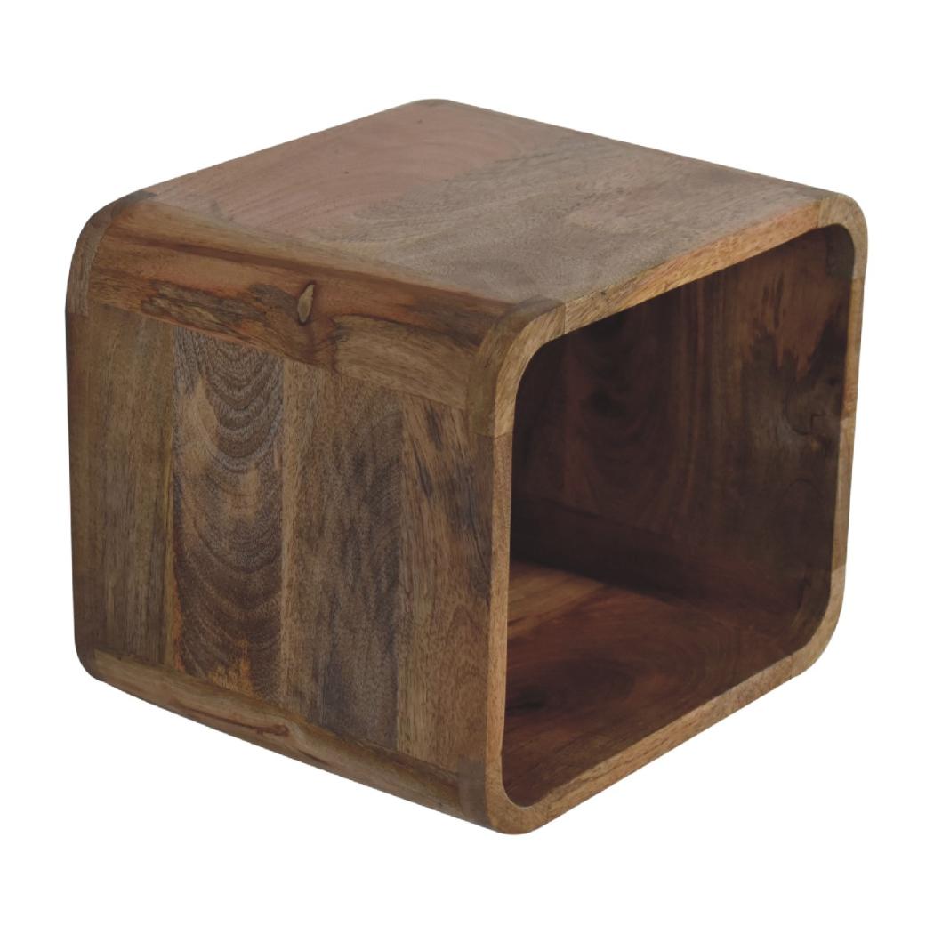 Oak Floating Open Bedside Table | Solid Mango Wood | Oak Finish | Wall-Mounted Nightstand