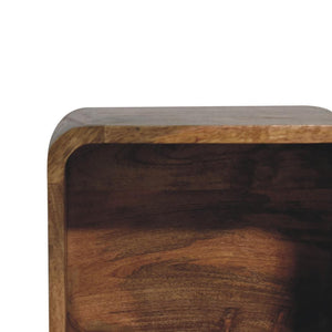 Oak Floating Open Bedside Table | Solid Mango Wood | Oak Finish | Wall-Mounted Nightstand