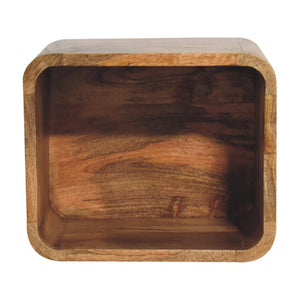 Oak Floating Open Bedside Table | Solid Mango Wood | Oak Finish | Wall-Mounted Nightstand