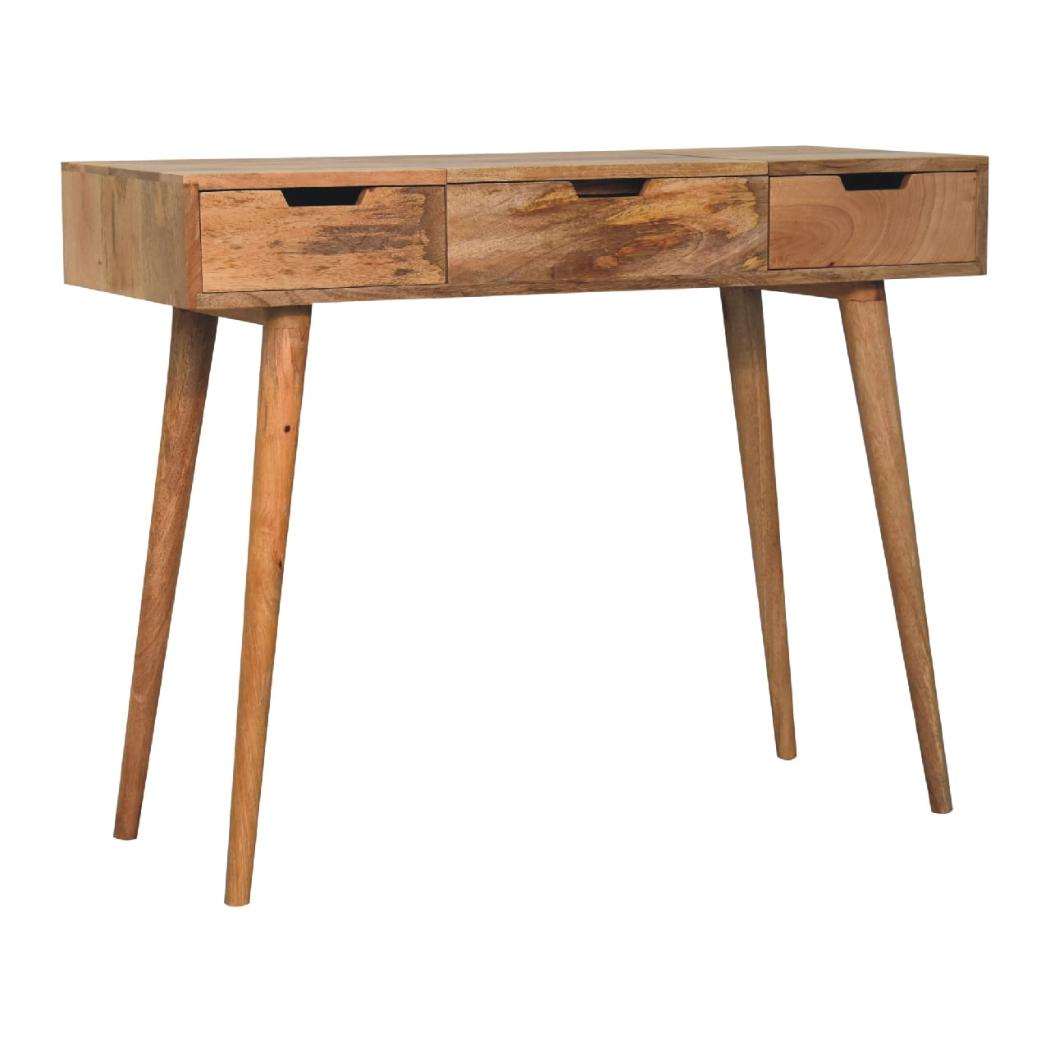Oak-Inspired Dressing Table | Solid Mango Wood | Natural Finish | Bedroom Vanity